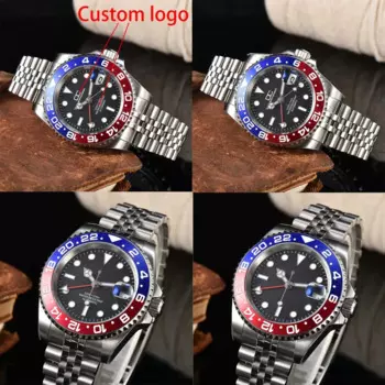 40,5 мм автоматические Серебристые мужские часы для дайвинга NH34 механизм керамический ободок водонепроницаемые наручные часы сапфир GMT чехол 20 Ремешок