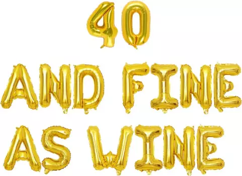40 and Fine As Wine Balloon Banner Gold 40th Birthday Party Decorations for Women Men 40th Birthday Party Decor Supplies