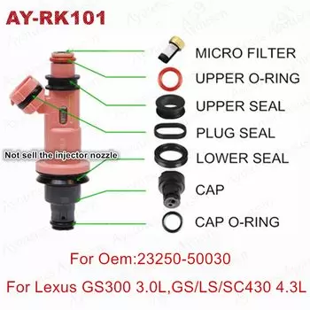 40 комплектов/280 шт. сервисных комплектов для восстановления топливных форсунок для 23250-50030,23209-20020 232090 A010, FJ10303, FJ10542 Для lexus (AY-RK101)