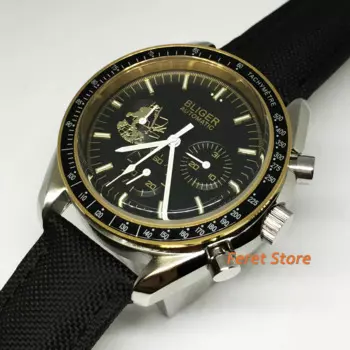 40 мм Bliger мужские Топ Роскошные автоматические механические часы серебро чехол черный циферблат Дата световой водонепроницаемые мужские часы подарок b121-2
