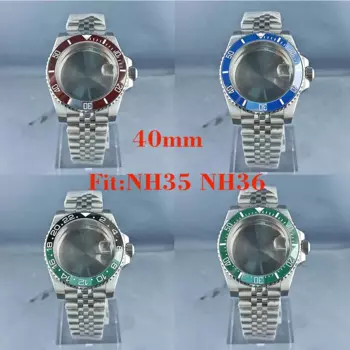 40 мм NH34 NH35 NH36 ремешок для часов, подходит для NH34 NH35 NH36, нержавеющая сталь, 120 кликов, серебристый Юбилейный ремешок