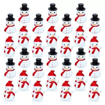 40 Pcs Mini Snowman Statue Micro Landscape Ornaments Play House Toys (black Hat + Red Hat) 40pcs Resin Top Figurine Plastic