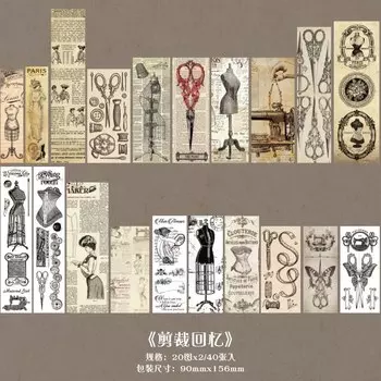 40 Pcs Vintage Bills Poster Botany Stickers Ticket Pack Journal Scrapbooking Decoration Material Stickers Stationery Supplies