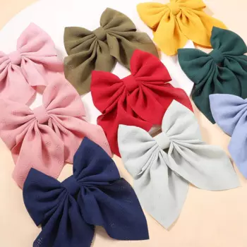40 шт./лот 2022 новейший стиль 5-дюймовый шифоновый бант для волос с зажимом для волос для девочек аксессуары для волос заколки для волос модная тканевая заколка для волос с бантом