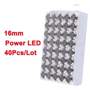 40 шт./лот 16 мм металлический кнопочный переключатель фиксация с креплением 19 мм Мгновенный Сброс Нажмите кнопку водонепроницаемый с Led12v220v3v