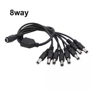 40 см, 12 В, 1 розетка на 2, 4, 6, 8, штекер постоянного тока, кабель питания, адаптер 2,1*5,5 мм, удлинительные шнуры