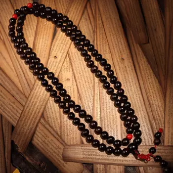 40"Tibetan Temple Collection Old Phoenix Eye Bodhi Buddha Beads 108 Buddha Beads Necklace Amulet Town house Exorcism