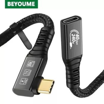 40Gbps Thunderbolt 4 Type C Extension Cable USB4 PD 240W USB C Fast Charging Extender Cable 8K@60Hz For iPhone 15 MacBook Pro