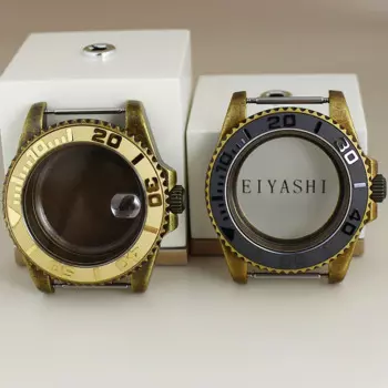 40mm Bronze Retro Men Watch Case Sapphire Glass For Yacht-Master Seiko NH35 NH34 NH36 NH38 Movement 28.5mm Dial 120clicks Bezel
