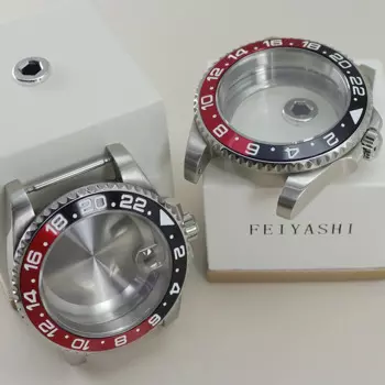 40MM GMT Watch Case 316L Stainless Steel For Seiko NH35 NH36 NH38 NH34 Miyota 8215 ETA 2824 Movement 28.5mm Dial 120clicks Bezel