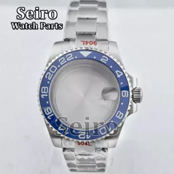 40MM Modified Silver NH35 Case Oyster Strap Sapphire Glass 100M Waterproof Stainless Steel Parts for GMT NH34 NH36 Movement