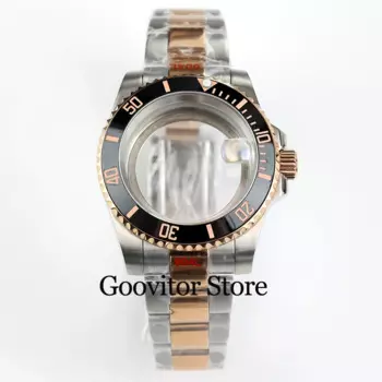 40mm NH35 rose gold watch case oyster bracelet with sapphire glass fit submariner yacht NH35 NH36 movement 28.5mm dial case