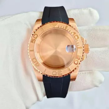 40mm Rose Gold GMT SUB Watch Case Silicone Strap Waterproof Sapphire Glass fit NH34 NH35 NH36 Movement Watch replacements parts