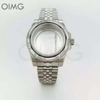 40mm Silver Men Watch Case Bracelet Wristband Parts for Seiko Gmt-Sub Yacht Master Nh35/36 Movement 28.5mm Dial Sapphire Glass