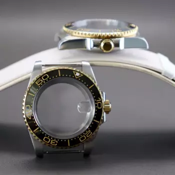 40mm Silvery Gold Two-Tone Watch Case Sapphire Crystal For Seiko NH35 NH36 Miyota 8215 ETA 2824 Movement 28.5mm Dial SeaDweller