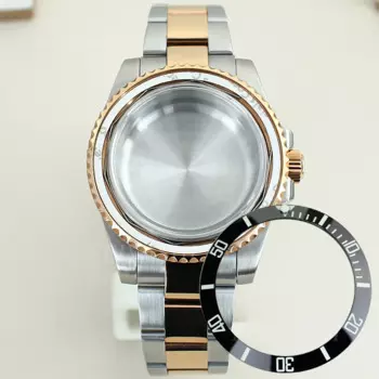 40mm Two-Tone Rose Watch Case Bracelet 316L Stainless Steel For Seiko NH35 NH36/34/38 Miyota 8215 ETA 2824 Movement 28.5mm Dial