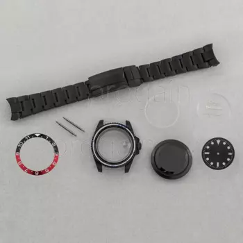 40mm Watch Case Dial Hands 20mm Middle Polished Strap for SUB GMT NH35 NH36 Movement Sapphire Crystal Watch Case 28.5mm Dial