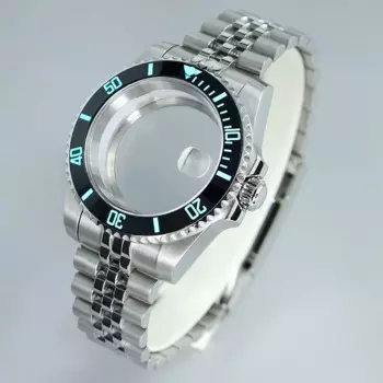 40MM Watch Cases 5-link Bracelet NH35 Accessories C3 Bezel Sapphire For Seiko NH35NH36 8205 2824 Movement 28.5mm Dial Submariner