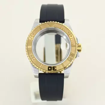 40mm Yacht Design Style Watch Case Sapphire For Seiko NH35 NH36 NH34/38 Miyota 8215 ETA2824 Movement 28.5mm Dial Rubber Bracelet