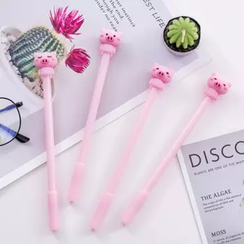 40pcs pink little pig cute cartoon neutral pen black 0.5 mm fountain pen student stationery kawaii pens wholesale christmas