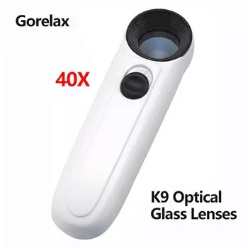 40x ручное увеличительное стекло с оптическим объективом, две лампочки, оценка ювелирных изделий, Алмазное Нефритовое зеркало, увеличительное стекло высокой четкости