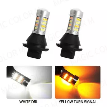 42SMD P21W DRL Canbus Двухцветный Переключатель Авто Дневные Ходовые Огни Светодиодный Индикатор Указателя Поворота Универсал...