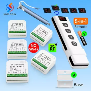 Беспроводной переключатель занавески для рольставней 433 МГц, пульт дистанционного управления 5 в 1, радиочастотный модуль переменного тока 110 В 220 В (без Wi-Fi) для жалюзи гаражных ворот