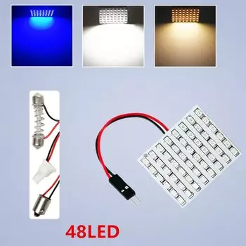 48 SMD синий, белый, теплый белый панель led автомобиль T10 BA9S купольная гирлянда для интерьера лампа w5w c5w t4w лампы для автомобиля источник света парковка 12В