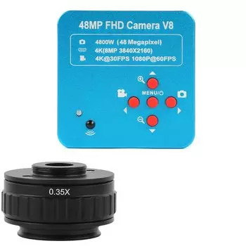 48MP 4K 2K VGA HDMI USB промышленный цифровой видеомикроскоп камера тринокулярный стереомикроскоп 0,35X 0,5X C крепление адаптер объектива