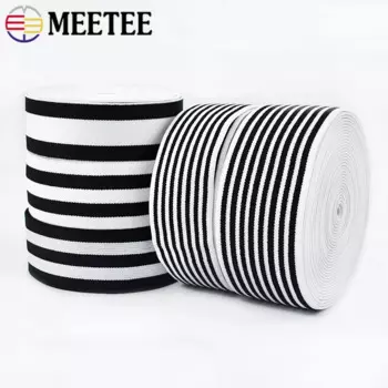 4/10Meters Stripe Nylon Elastic Band Black White High Tenacity Rubber Bands Garment Trim Lace Webbing DIY Sewing Accessories