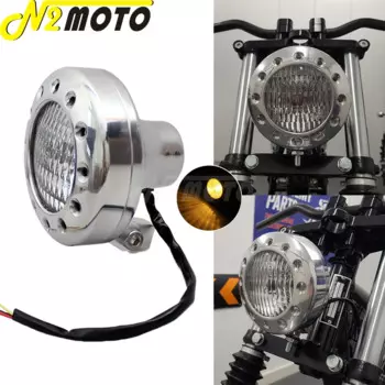 4,5 "латунная польская фара E-Mark E4, винтажная фара для мотоцикла Cafe Racer, старая школа, просверленная налобная лампа Halo для Harley Chopper Bobber