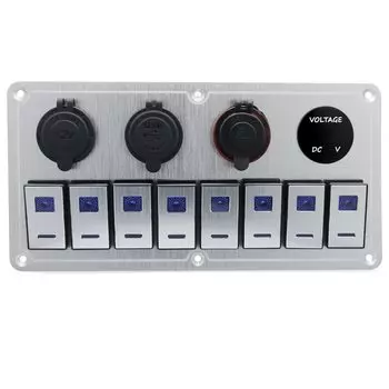4 6 8-бандовый светодиодный кулисный переключатель, панель 12 В, автоматический выключатель с двумя портами USB, цифровой вольтметр для лодки, автомобиля, автофургона по индивидуальному заказу