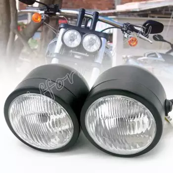 4-дюймовая двойная фара для мотоцикла Hi/Low Beam H4 12V 35W, Двойная Передняя лампа, прозрачная линза для Suzuki Harley Yamaha Kawasaki