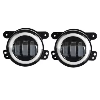 4-дюймовые дневные противотуманные фары, кольцевой рабочий свет для Jeep Wrangler JK, с желтым указателем поворота DRL