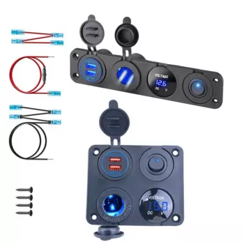 4 в 1 двойная панель QC 3,0 USB Автомобильное зарядное устройство, устройство для прикуривателя, переключатель для автомобиля, морского судна, лодки, RV, грузовика