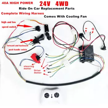 4-колесный Детский электромобиль, 24 В, полный комплект проводов и пульт дистанционного управления 2,4 ГГц