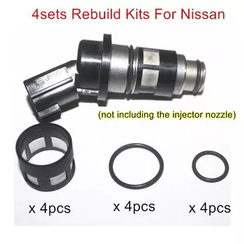 4 комплекта, ремонтный комплект топливной форсунки, фильтр и резиновые уплотнения для сервисных комплектов Nissan B13