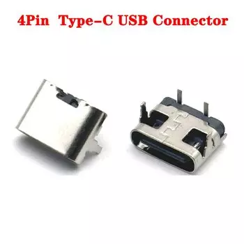 4 контакта Type-C, горизонтальная 90 °, штепсельная плата, быстрая зарядка, Тип C, гнездо USB, 4 разъема