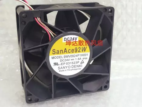 4-проводной вентилятор для охлаждения сервера Sanyo Denki 9WV0924P1H001 DC 24V 1.6A 90x90x38mm