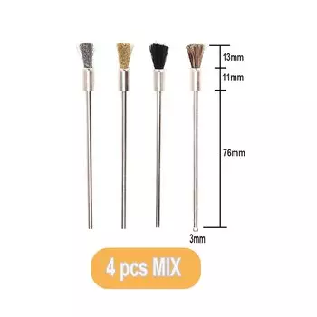 4 шт. 100 мм удлиненная проволока из нержавеющей стали, латунная щетина, кисточки для царапин в форме ручки, вращающийся электроинструмент