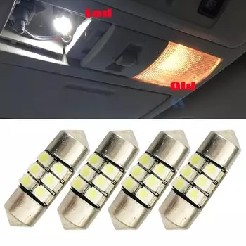 4 шт. 1,10 "27 мм 5050 6SMD купольная карта белые светодиодные внутренние лампы для DE3022 3528 12 В источник освещения парковки автомобиля