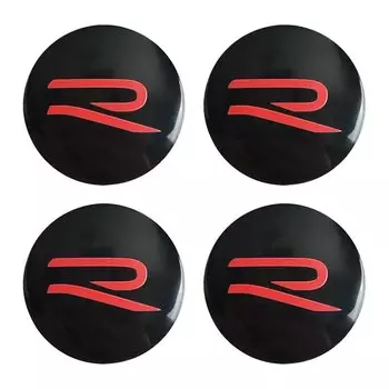 4 шт., 60 мм, алюминиевый значок с логотипом R, колпаки для центральной ступицы колеса автомобиля, наклейки для VW Volkswagen, Стайлинг автомобиля, наклейки на ступицу колеса, аксессуары