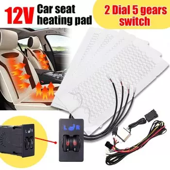 4 шт., 6 уровней, 12 В, универсальный автомобильный обогреватель из углеродного волокна с подогревом, подушечки для сидений, зимние теплые чехлы на сиденья с подогревом, подушка сиденья