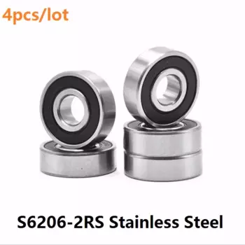 4 шт., ABEC-5 S6206RS, S6206-2RS, 30*62*16 мм, шарикоподшипник из нержавеющей стали, глубокий шарикоподшипник из нержавеющей стали, 30x62x16 мм