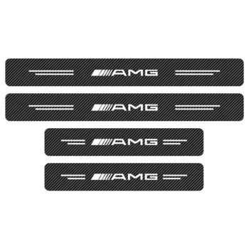 4 шт. эмблема AMG из углеродного волокна, защита порога автомобиля, 3D наклейка для Mercedes Benz AMG W203 W206 W220 W205 W211 W212 W201 W210