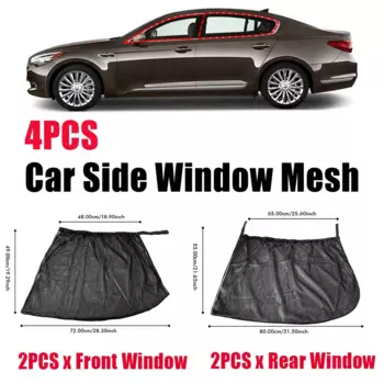 4 шт., автомобильная солнцезащитная сетка для внедорожника, оконная УФ-защита, штора, авточехлы, передняя и задняя боковая автомобильная москитная сетка, солнцезащитная сетка для окон