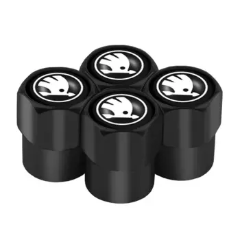 4 шт., автомобильный Стайлинг, алюминиевая эмблема, колеса, шток клапана, воздушные колпачки для Skoda S Octavia Fabia Rapid Yeti Superb Octavia A5 VRS VII