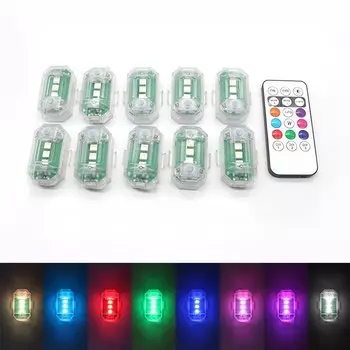 4 шт. беспроводные светодиодные стробоскопы с дистанционным управлением, 8 цветов, USB-зарядка, водонепроницаемые светодиодные аварийные сигнальные огни для предотвращения столкновений