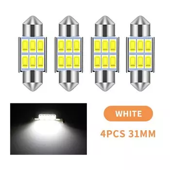 4 шт., C5W C10W, светодиодный 31/36/39/41 мм, CANBUS, автомобильный гирлянда, авто, внутренняя купольная лампа, лампа для чтения, белый, 12 В, 24 В