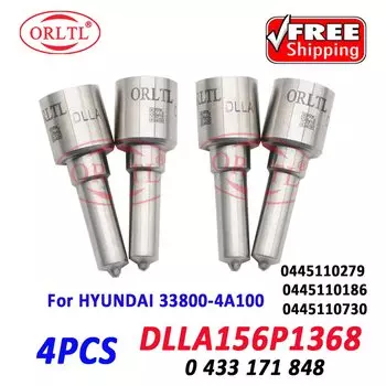 4 шт. DLLA156P1368 Дизельный инжектор 0445110186 Сопло 0433171848 DLLA 156P 1368 для HYUNDAI 33800-4A100 0445110279 0445110730